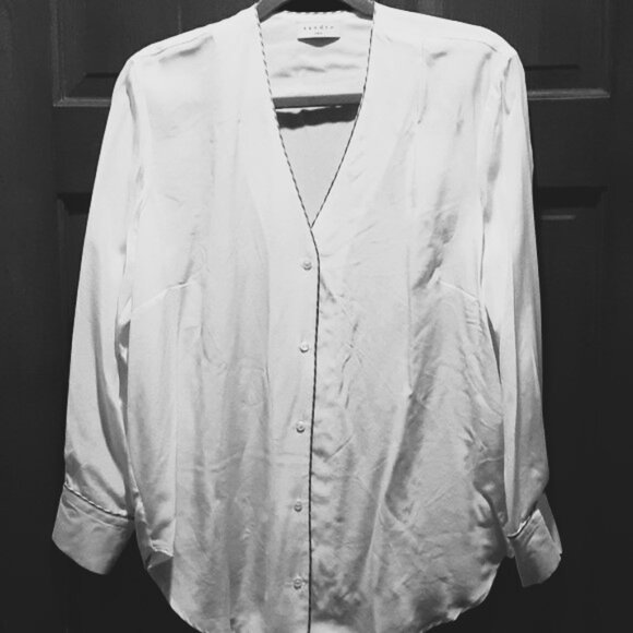 Sandro Paris NWT Silk Ecru Long Sleeve PAUL Blouse, Sandro Size 2 (Medium) - Picture 1 of 9